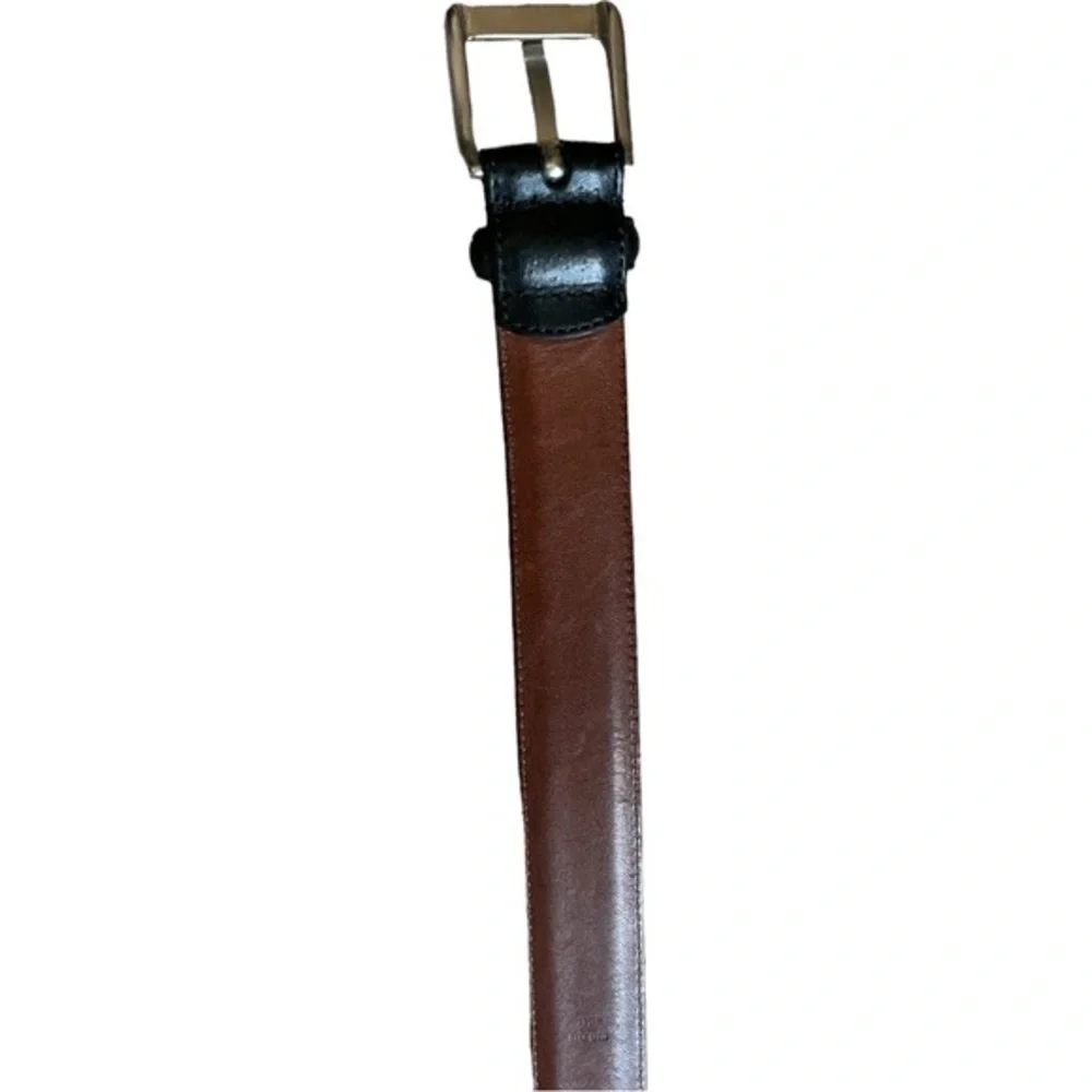 2 belts for young man, 1 Talbots dark, brown, bonded, braided leather